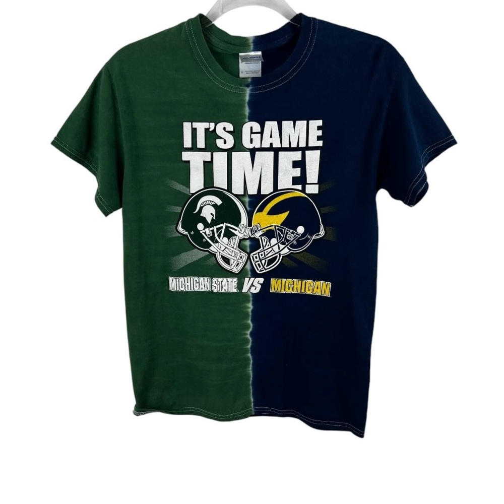 Michigan & Michigan State Football House Divded Unisex Tie-Dye T-shirt Small